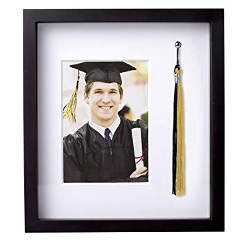 Pearhead Tassel And Picture Graduation Frame, Proudly Display a Photo in Graduation Cap and Gown in Frame with Tassel Holder, Great Centerpiece for Graduation Party