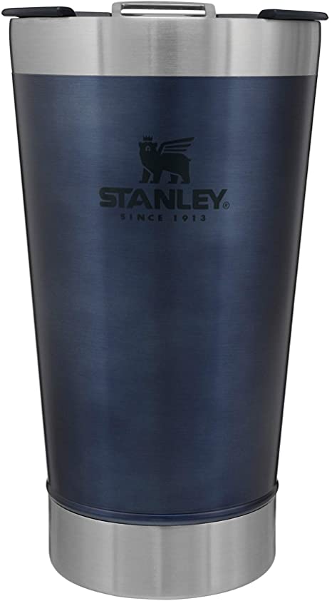 Stanley Classic Stay Chill Vacuum Insulated Pint Glass Tumbler, 16oz Stainless Steel Beer Mug with Built-in Bottle Opener, Double Wall Rugged Metal Drinking Glass, Dishwasher Safe Insulated Cup