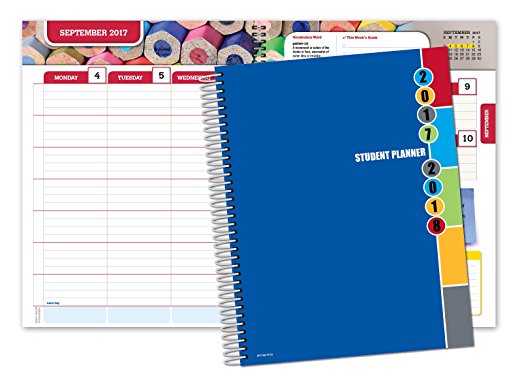 Dated Middle School or High School Student Planner for Academic Year 2017-2018 (Matrix Style - 7"x9")