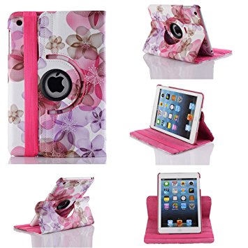 iPad mini Case - Nozza iPad mini 3 / iPad mini 2 / iPad mini Case, 360 Degree Rotating Multi-Angle Stand Smart Cover with Auto Wake/Sleep Feature Flower Pink