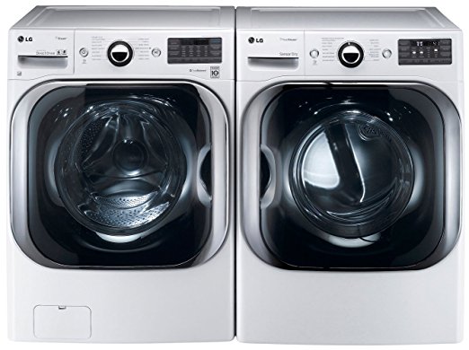 LG White 5.1 Cu Ft Front Load Steam Washer and 9.0 Cu Ft Steam Electric Dryer set WM8000HWA DLEX8000W