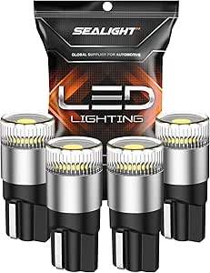 SEALIGHT 194 LED Bulb 6000K White, License Plate Light 1000% Brightness W5W 168 2825 Car Interior Light Bulb Replacement for Dome Light, Map Light, T10 Courtesy Light, Pack of 4