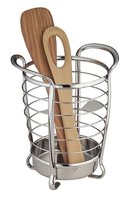 mDesign Utensil, Spatula, Silverware Holder for Kitchen Countertop Storage - Chrome