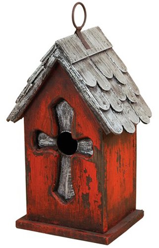 Carson Home Accents Silver Cross Birdhouse, 9-1/4-Inch