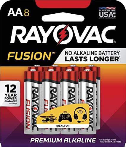 Rayovac Fusion Advanced Alkaline Batteries, AA, 8/Pack (RAY8158TFUSK)