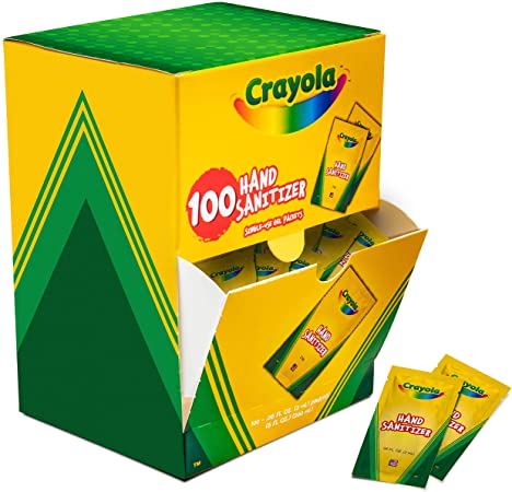 Crayola Pocket Hand Sanitizer for Kids, Box of 100 Single-Use Sanitizer Gel Packets, 2 ml ea.