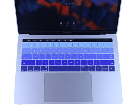 CaseBuy Gradient Keyboard Protector Cover for NEWEST MacBook Pro 13 Inch A1706 and Macbook 15 Inch A1707 (with TouchBar, 2016/2017 Released) , Ombre Blue