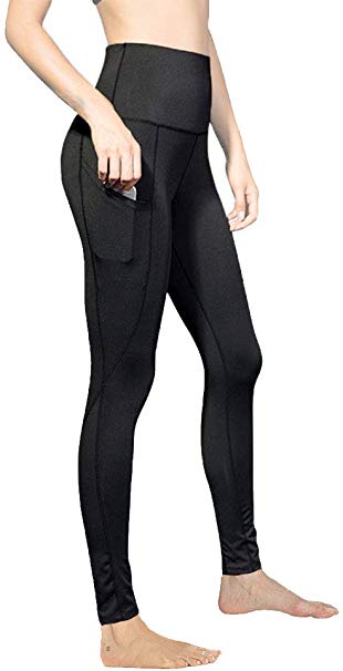 Women Yoga Leggings High Waist Compression Sports Baselayer Tights Pants with Cell Phone Pocket