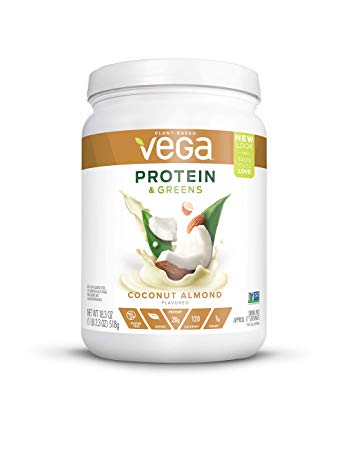 Vega Protein & Greens Coconut Almond (18 Servings, 1.14 lb) - Plant Based Protein Powder, Keto-Friendly, Gluten Free,  Non Dairy, Vegan, Non Soy, Non GMO - (Packaging may vary)