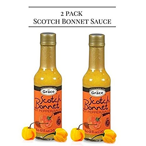 Grace Scotch Bonnet Pepper Hot Sauce - Great As A Condiment As Well As Flavoring For Dishes & Soup, and more - 4.08 oz (2 units)