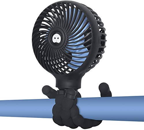 Mini Handheld Stroller Fan,Small Personal Portable Table Fan with USB Rechargeable Battery Operated Cooling Adjustable Electric Desk Fan for Travel Office Room Outdoor Household (Stroller Fan Black)