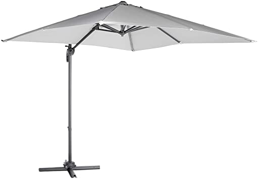 VonHaus Roma Parasol Grey – Garden Cantilever with UV30  Protection - Hanging Umbrella with Tilt & Rotate Function – Square Parasol Shape for Outdoor, Garden and Patio