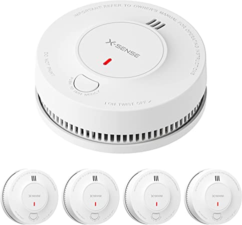 X-Sense Smoke Alarm, 10-Year Battery Fire Alarm Smoke Detector with LED Indicator & Silence Button, SD2J0AX, Pack of 5