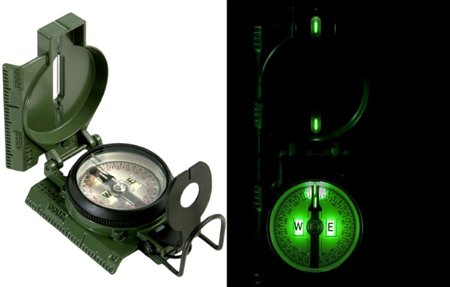 US Issue Mil-Spec Tritium Illuminated Aluminum Military Lensatic Marching Compass