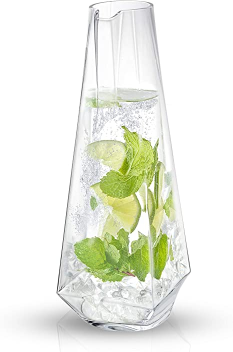 JoyJolt Infiniti Water Pitcher – 43Oz Deluxe Glass Pitcher – Premium Quality Crystal Lemonade Pitcher – Elegant Classic Design – Perfect Sangria Pitcher, Serving Iced Tea, Fruit Infusion, Juice