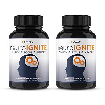 Havasu Nutrition Extra Strength Brain Supplement for Focus, Energy, Memory & Clarity - Mental Performance Nootropic with St Johns Wort - Supports Brain Function for Men & Women - Non-GMO, 2 Pack