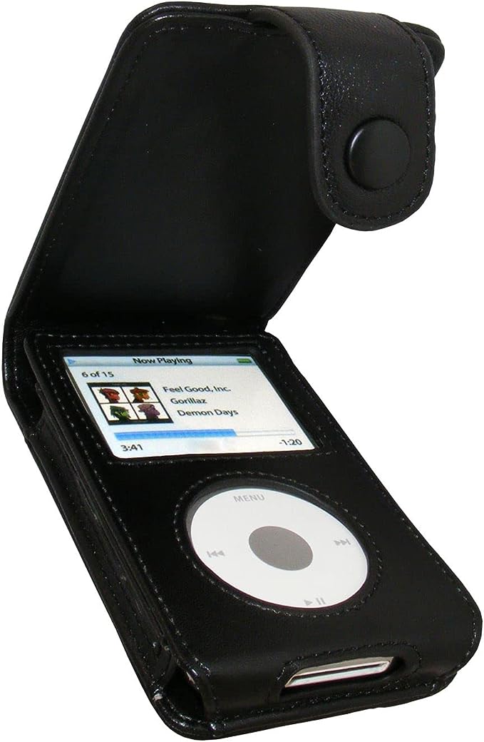 igadgitz Black Genuine Leather Case Cover for Apple iPod Classic 80gb, 120GB & New 160gb launched Sept 09 with Belt Clip & Screen Protector