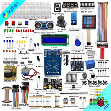 Adeept RFID Starter Kit for Raspberry Pi 3, 2 Model B/B , Stepper Motor, ADXL345, 40-pin GPIO Extension Board, with C and Python Code, Beginner/Learning Kit with 140 Pages PDF Guidebook