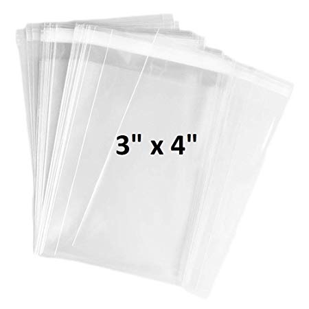 200 Pcs 3x4 Crystal Clear Resealable Recloseable Cello/Cellophane Bags