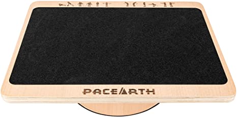 PACEARTH Professional Wooden Balance Board for Balance Training, Rocker Board for Under Desk, Anti Slip Roller, Core Strength, Stability, Wood Standing Desk Accessory, Office Wobble Boards