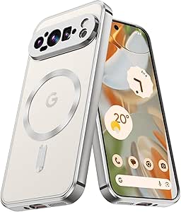 BENTOBEN for Google Pixel 9 Pro Case with MagSafe, Magnetic Plated Slim Thin Clear Transparent Shockproof Soft TPU Electroplated Bumper Charging Protective Phone Cover for Pixel 9 Pro 6.3", Silver