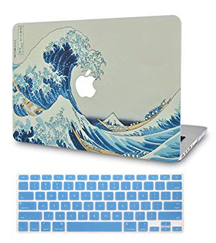 LuvCase 2 in 1 Bundle Plastic Hard Shell Case with Keyboard Cover Compatible Newest MacBook Pro 13 inch A1989/A1706/A1708 with/Without Touch Bar, 2019/18/17/16 Release (Japanese Wave)