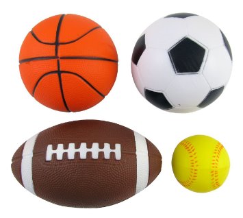 Set of 4 Sports Balls for Kids Soccer Ball Basketball Football Tennis Ball By Bo Toys