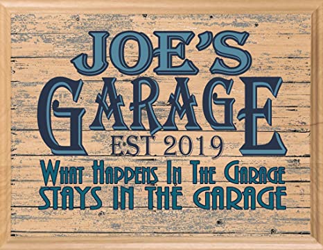 Garage Sign Custom Name Man Cave Retro Wall Art Décor Gift for Men Him Dad Husband or Grandpa