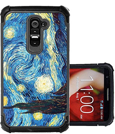 LG G2 Case For Girls [CorpCase] - Starry night - Girly Cool Trendy Cover Skin with Protective Hybrid Armor Hard Defender Case Made of HIGH GRADE PLASTIC & Silicone Rubber [Fits G2 AT&T D800, T-Mobile D801, Verizon VS980 ]