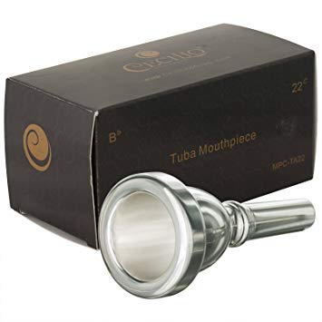 Cecilio Standard Tuba Mouthpiece, Silver Plated, Size 22