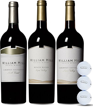 William Hill Estate Wine and Bridgestone Golf Ball Gift Set, 3 x 750 mL, Official Wine of the PGA TOUR