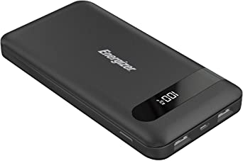 Energizer HIGH TECH Fast Charging, High Capacity 10000mAh Lithium Polymer, 2 USB-A Ports, Universal Power Bank w/ LCD Digital Screen for iPhone, Samsung, and More UE10036