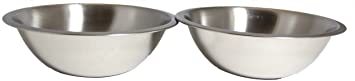 SET OF 2 - 11 1/2 Inch Wide Stainless Steel Flat Rim Flat Base Mixing Bowl