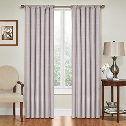 ECLIPSE Blackout Curtains for Bedroom - Kendall 42" x 84" Insulated Darkening Single Panel Rod Pocket Window Treatment Living Room, Grey