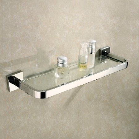 KES Lavatory Tempered Glass Shelf Wall Mount Polished Stainless Steel Holder, A2620