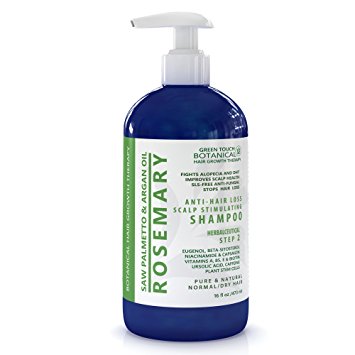 Organic Anti Hair Loss Shampoo Rosemary /Saw Palmetto & Argan Oil 16 Oz Green Touch Botanical Hair Growth Therapy