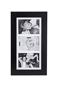 Malden 5x7 3-Opening Matted Collage Picture Frame - Displays Three 5x7 Pictures - Black