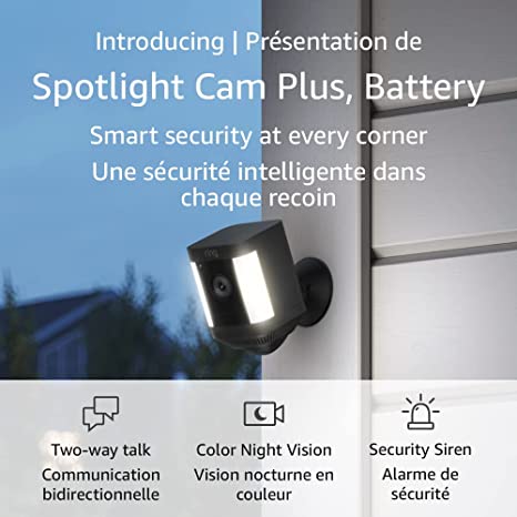 Introducing Ring Spotlight Cam Plus, Battery | Two-Way Talk, Colour Night Vision, and Security Siren (2022 release) - Black