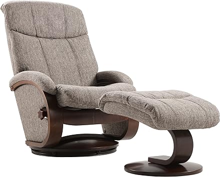 LUCKYERMORE Swivel Recliner Chair with Ottoman, Matching Footrest, A Whole Solid Wooden Base, Memory Foam Filling, Easy Assembly, 360° Swivel, Leisure Lounge Chair for Living Room, Bedroom