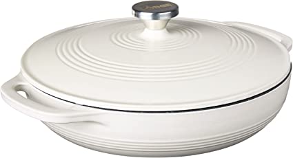 Lodge EC3CC13 Enamel 3Qt. Casserole, Oyster, 3 Quart, White