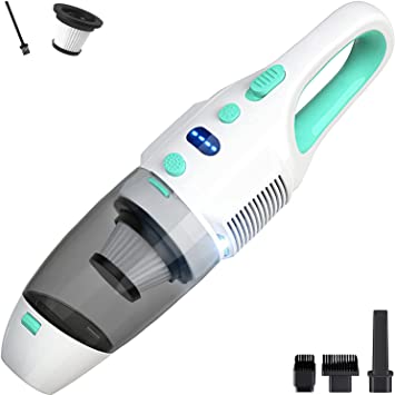 TaoHorse Handheld Vacuum Cordless - Rechargeable Hand Held Vacuum with Powerful Suction, Portable Mini Hand Vacuum with 3 Versatile Attachments & Cleaning Brush, Mint