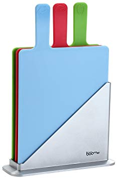 Cutting Board Set - Set of 3 Chopping Boards, Dishwasher-Safe Color Cutting Board Set, with Silver Coded Holder Stand, Non-slip Thick Cutting boards for Kitchen, Best Kitchen gadgets, by Stone boomer