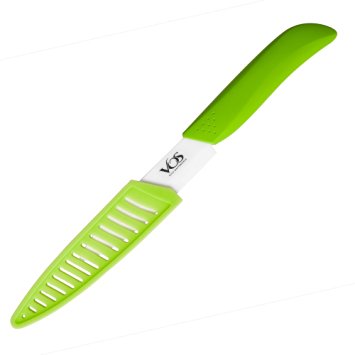 Paring Knife - 4" Inch Ceramic Zirconia Blade with Sheath - Green - By Vos