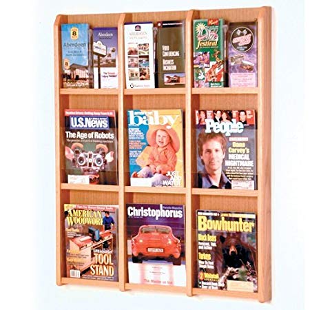 Wooden Mallet 9-Magazine/18-Brochure Divulge Wall Display with Brochure Inserts, Light Oak