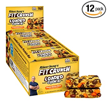 FITCRUNCH Loaded Cookie Protein Bar, High Protein, Gluten Free, Protein Snack (12 Cookie Bars, Peanut Butter Blast)