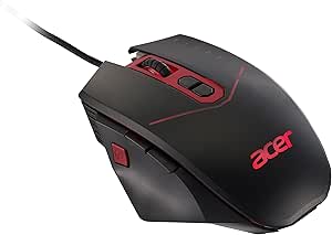 Acer Nitro Gaming Mouse, Souris Gaming Jusqu’à 4200 DPI, 4 Niveaux DPI, 8 Boutons Fonctionnels, Éclairage LED, Poids 20 g (4x5 g), Souris USB, Noir/Rouge