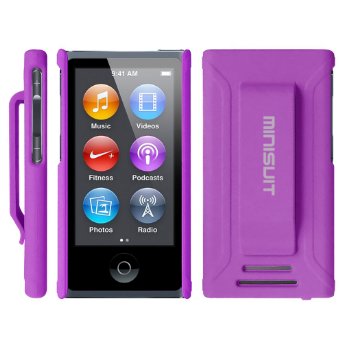 Minisuit JAZZ Slim Shell Case with Belt Clip   Screen Protector for iPod Nano 7 or 8 / 7th or 8th Gen (Rubberized Purple)