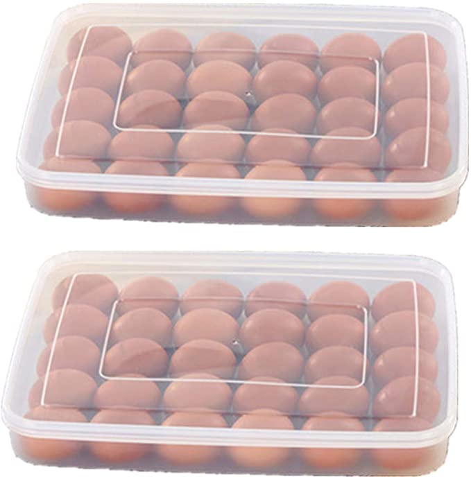 2 Pack 30 Grid Egg Storage Box Egg Refrigerator Storage Box with Lid Household Kitchen Transparent Egg Box