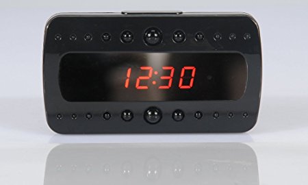 Full Hd 1080p Remote Control Black Pearl Rf Night Vision Hidden Mini Desk Alarm Clock Camera