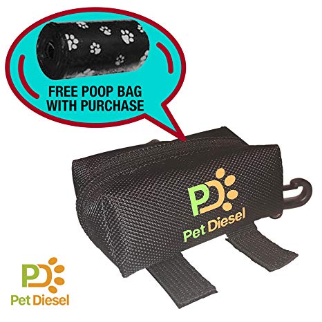 Dog Poop Bag Holder   Roll Poo Bags | Durable Dog Waste Pickups Bag Your Pet | Heavy Duty, Leak Proof & Non-See Through Holder | Daily Walks & Travel | Zippered Pouch w/Carabiner Hook